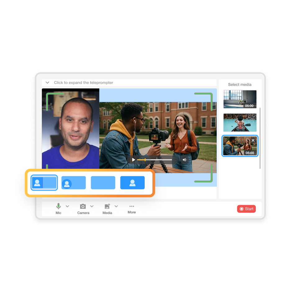 Record campus life with Visla—clips saved to Workspace for a campus promo video maker